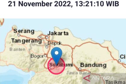 Getaran gempa Sukabumi